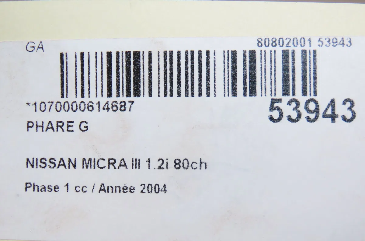 Phare gauche Nissan MICRA III (K12) 1.2 16v (2003-2010) occasion