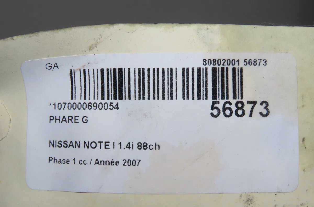 Phare gauche Nissan NOTE (E11, NE11) 1.4 (2006-2012) occasion
