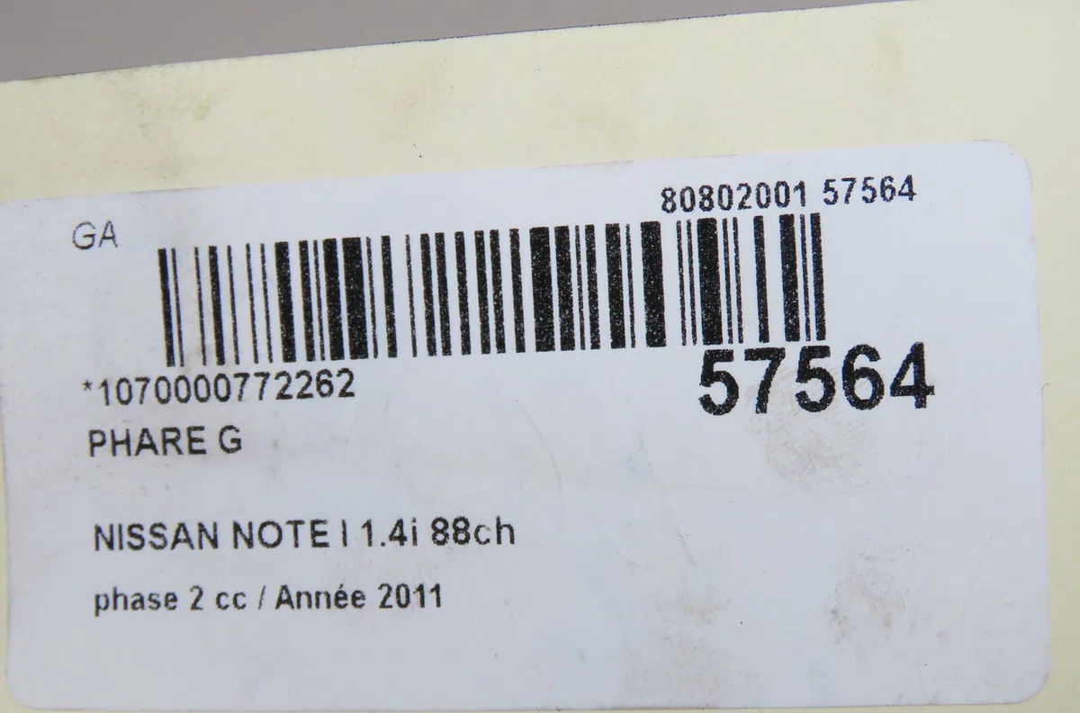 Phare gauche Nissan NOTE (E11, NE11) 1.4 (2006-2012) occasion