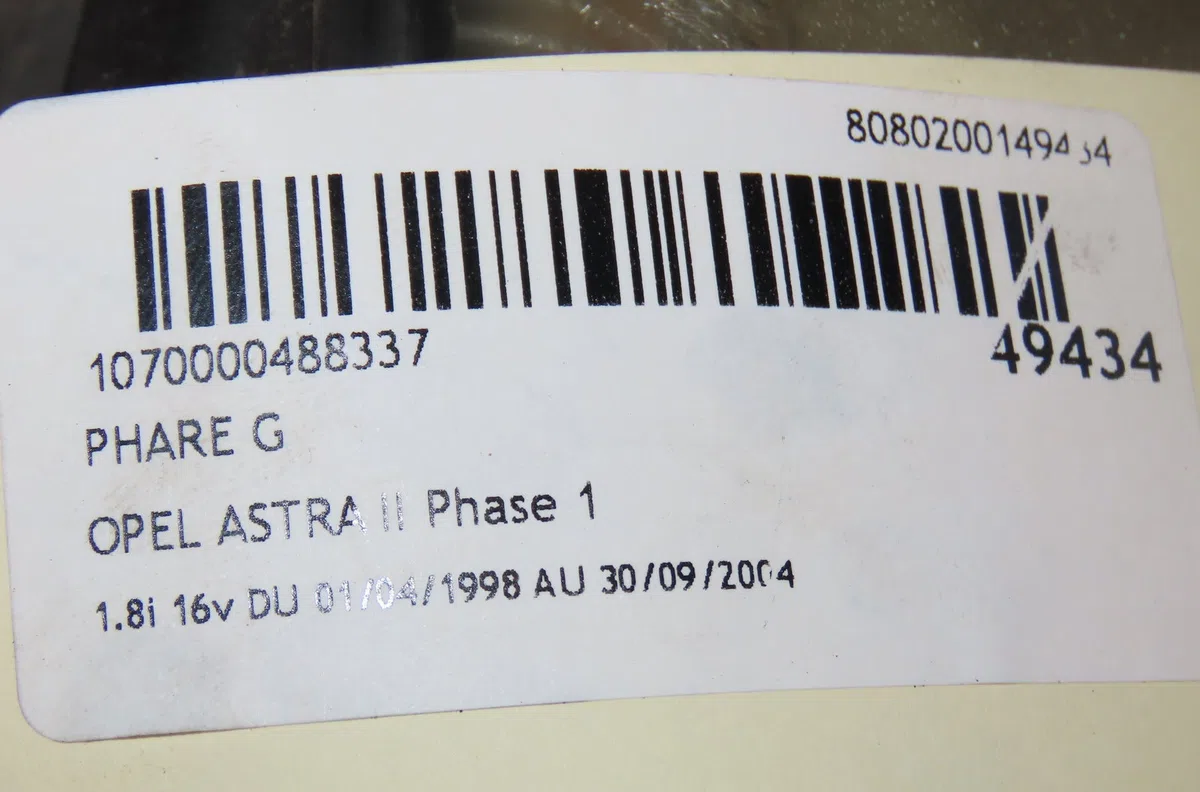 Phare gauche Opel ASTRA G 3-5 portes (T98) 1.8 16v (f08, f48) (1998-2000) occasion