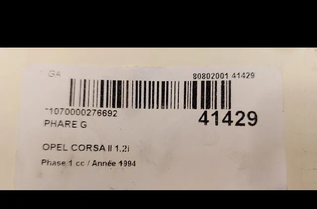 Phare gauche Opel CORSA B (S93) 1.2 i (f08, f68, m68) (1993-2000) occasion