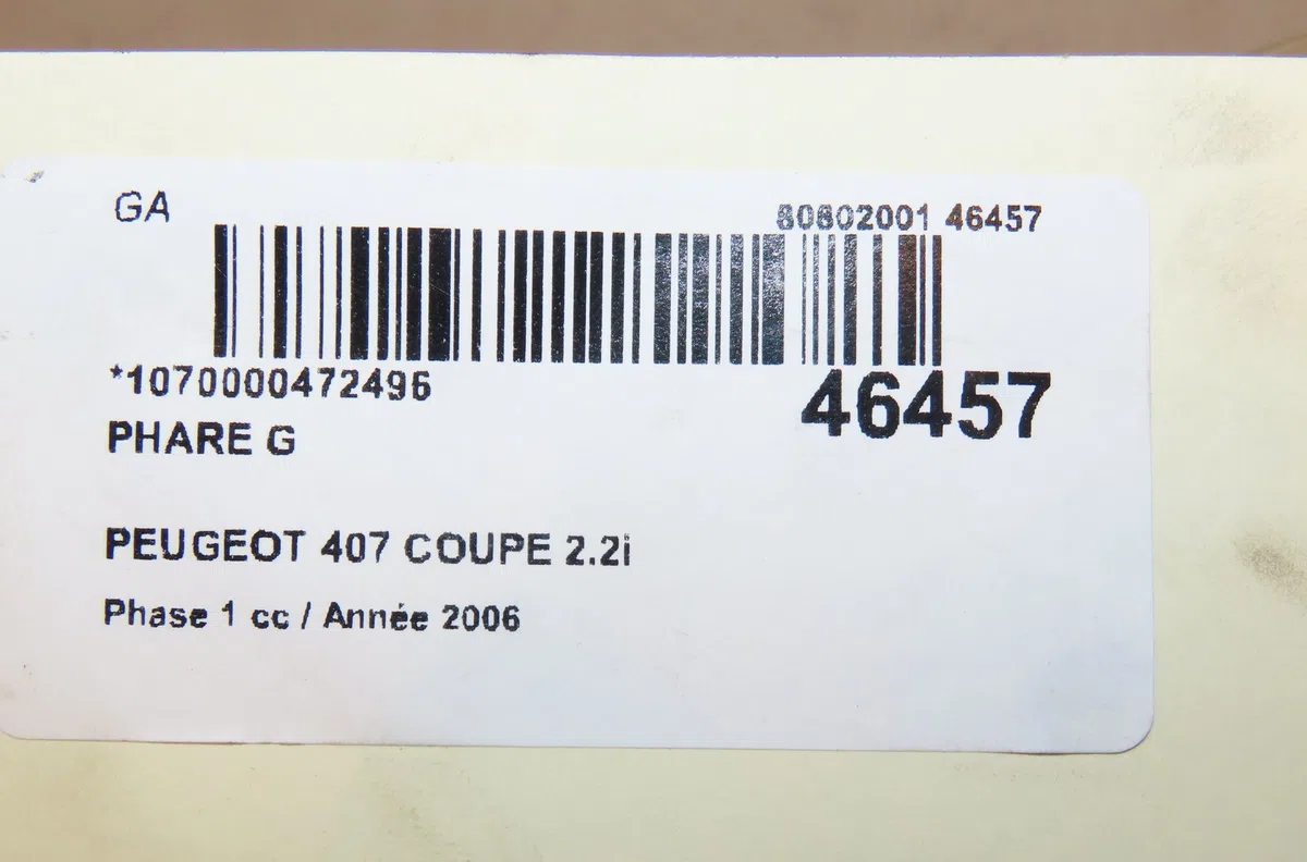 Phare gauche Peugeot 407 Coupé (6C_) 2.2 16v (2005) 2 portes occasion
