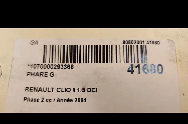 Phare gauche Renault CLIO II (BB_, CB_) 1.5 dci (b-cb08) (2001-2005) 5 portes occasion