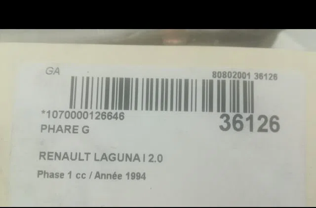 Phare gauche Renault LAGUNA I (B56_, 556_) 2.0 (b56c-h-n) (1993-2001) occasion