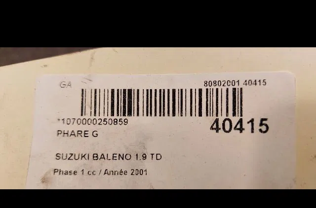 Phare gauche SUZUKI BALENO 2001 occasion