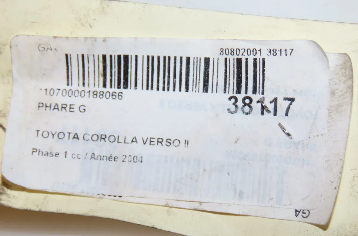Phare gauche Toyota COROLLA Verso (ZER_, ZZE12_, R1_) 2.0 d-4d (cur10_) (2004-2009) occasion