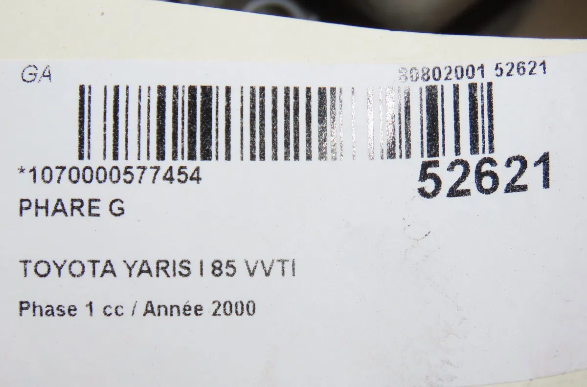 Phare gauche Toyota YARIS (_P1_) 1.3 (ncp10_, scp12_) (1999-2005) occasion