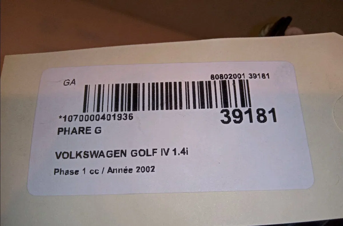 Phare gauche Volkswagen GOLF IV (1J1) 1.4 16v (1997-2004) 5 portes occasion