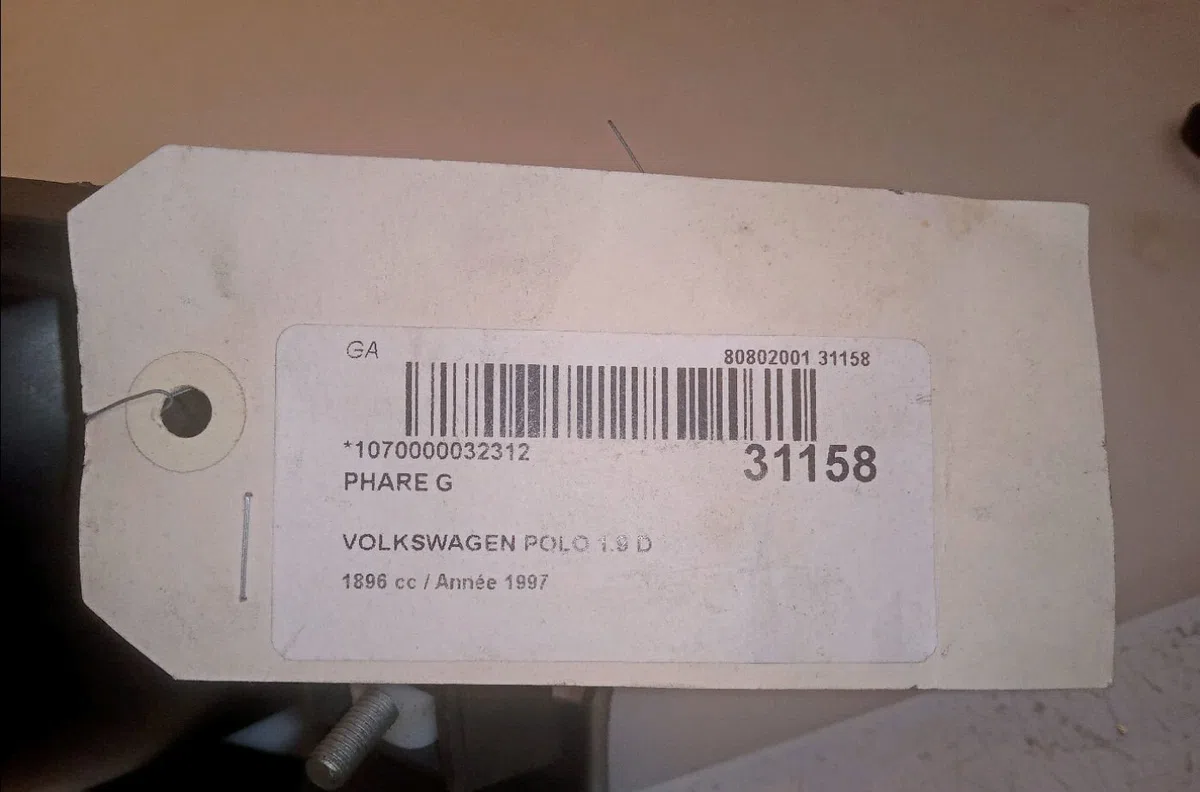 Phare gauche Volkswagen POLO III (6N1) 64 1.9 d (1994-1999) occasion