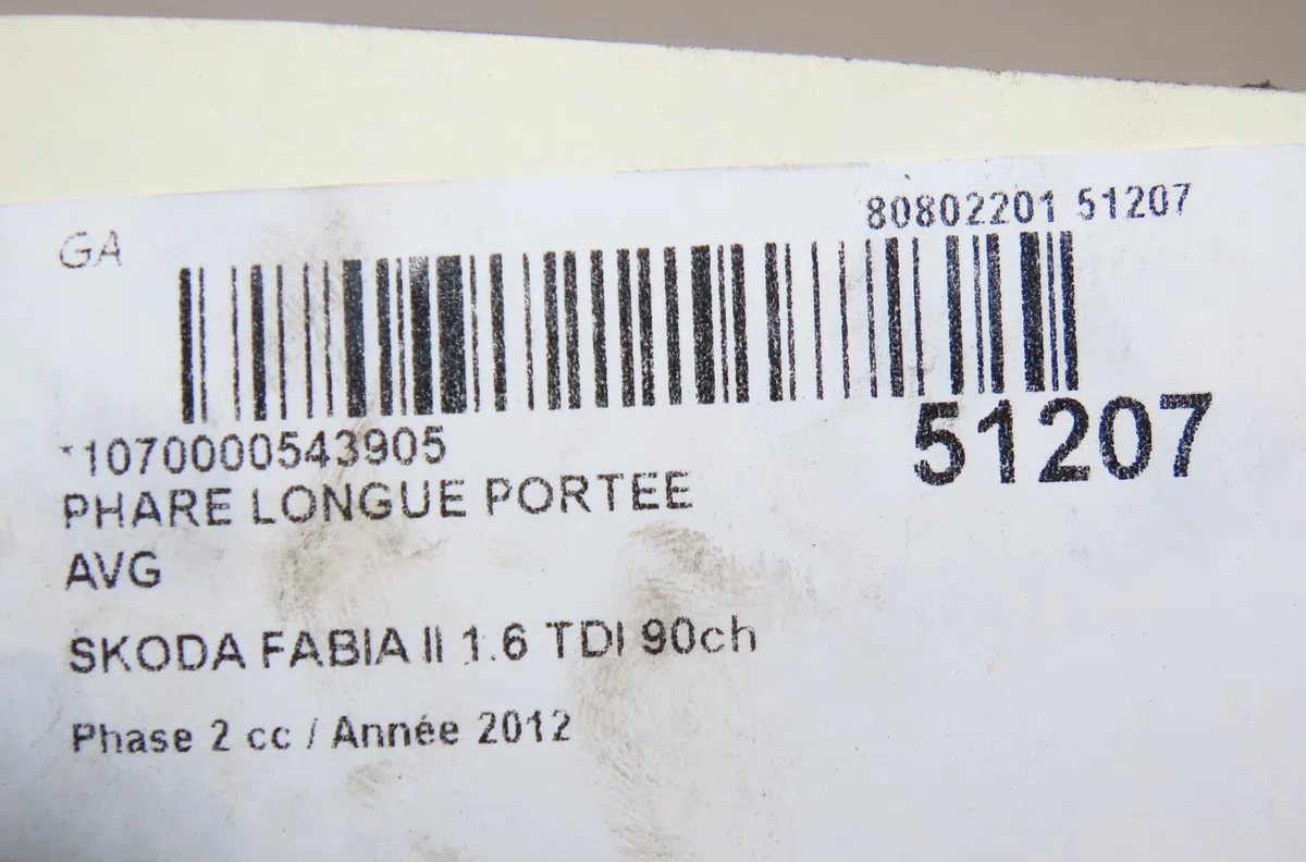 Phare longue portee avant gauche Skoda FABIA II (542) 1.6 tdi (2010-2014) occasion