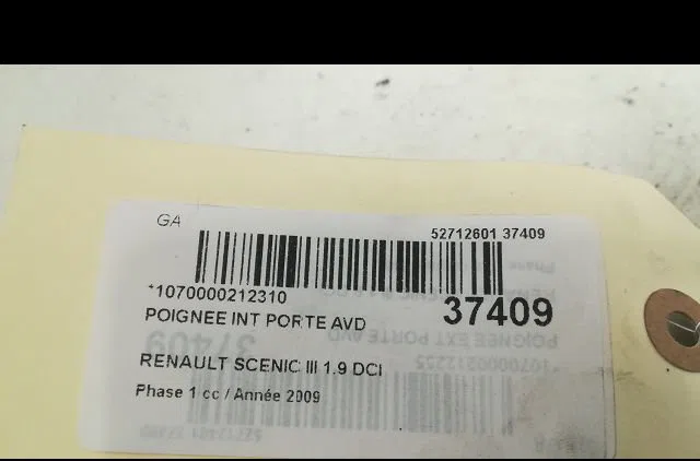 Poignee int porte avd Renault GRAND SCÉNIC III (JZ0-1_) 1.9 dci (2009) occasion