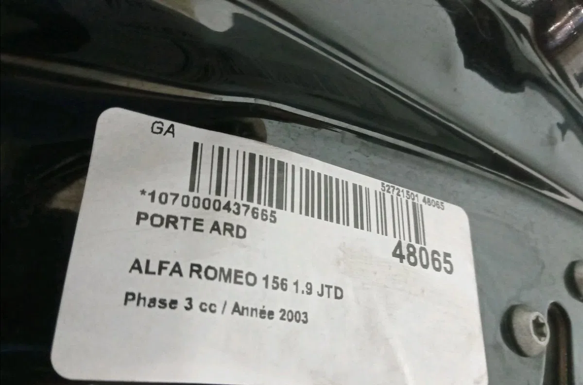 Porte arrière droite Alfa romeo 156 (932_) 1.9 jtd 16v (932axe00) (2002-2005) 4 portes occasion