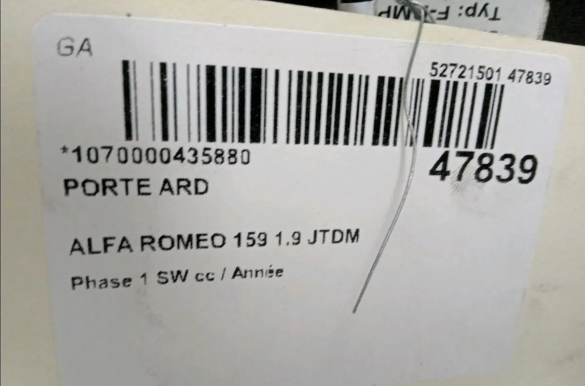Porte arrière droite Alfa romeo 159 Sportwagon (939_) 1.9 jtdm 16v (939bxc1b, 939bxc12) (2006-2011) occasion