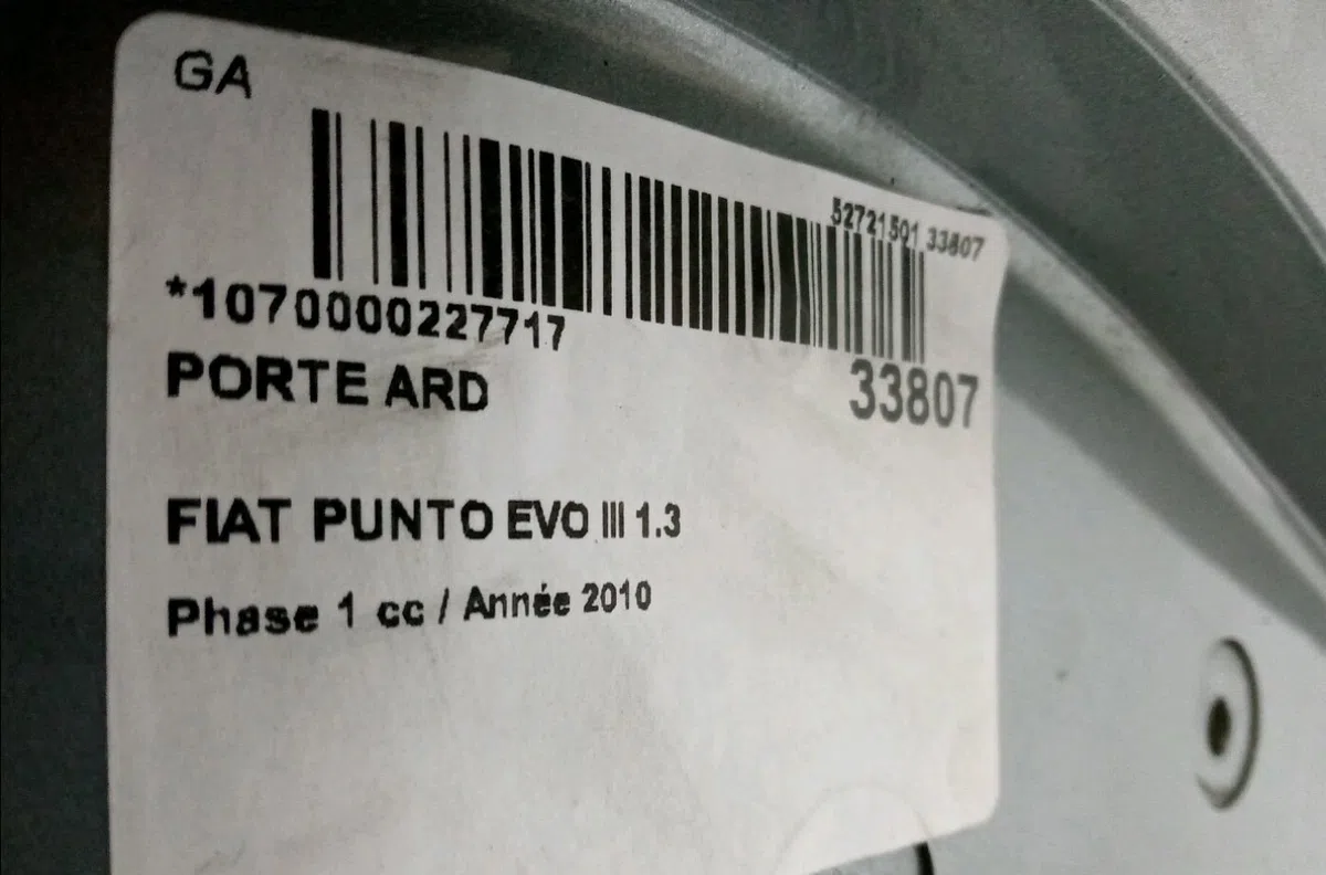 Porte arrière droite FIAT PUNTO EVO III 2010 occasion