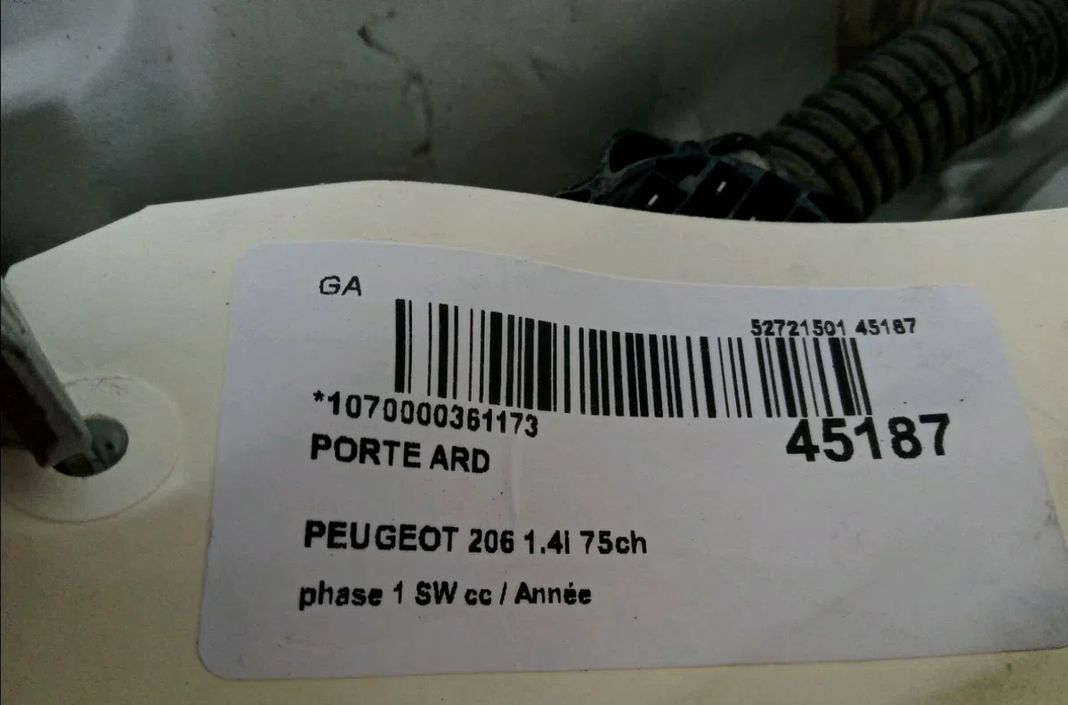 Porte arrière droite Peugeot 206 SW (2E-K) 1.4 (2002-2007) occasion
