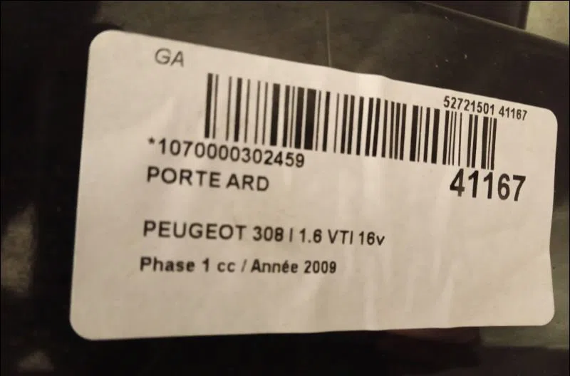 Porte arrière droite Peugeot 308 I (4A_, 4C_) 1.6 16v (2007-2014) 5 portes occasion