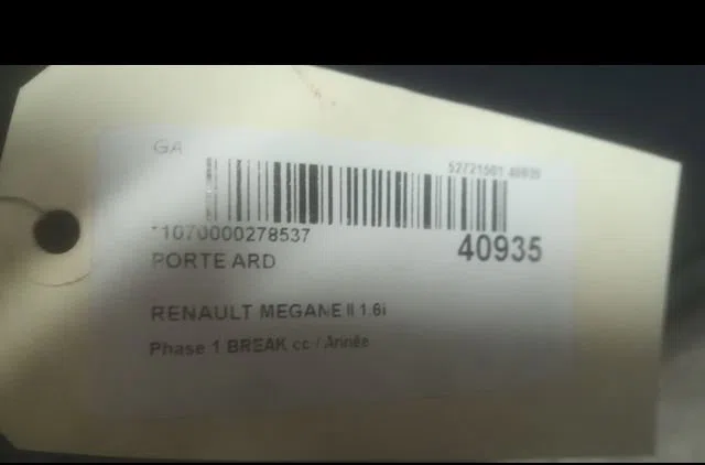 Porte arrière droite Renault MEGANE II Break (KM0-1_) 1.6 (2003-2009) occasion
