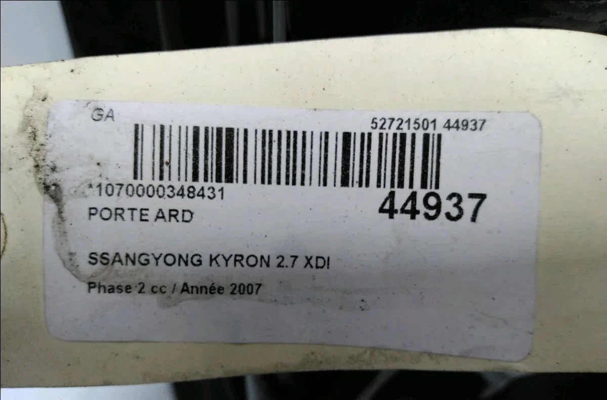 Porte arrière droite Ssangyong KYRON 2.7 xdi 4x4 (2005) occasion
