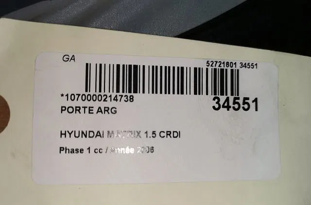 Porte arrière gauche Hyundai MATRIX (FC) 1.5 crdi vgt (2005-2010) occasion