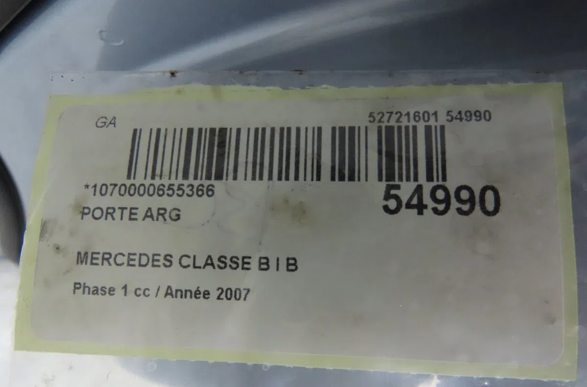 Porte arrière gauche Mercedes-benz CLASSE B Sports Tourer (W245) B 180 cdi (245.207) (2005-2011) 5 portes occasion