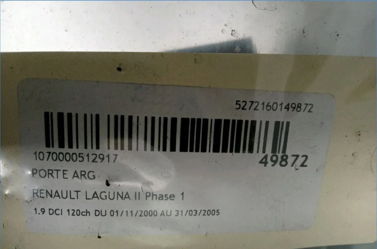 Porte arrière gauche Renault LAGUNA II (BG0-1_) 1.9 dci (bg08, bg0g) (2001-2007) occasion