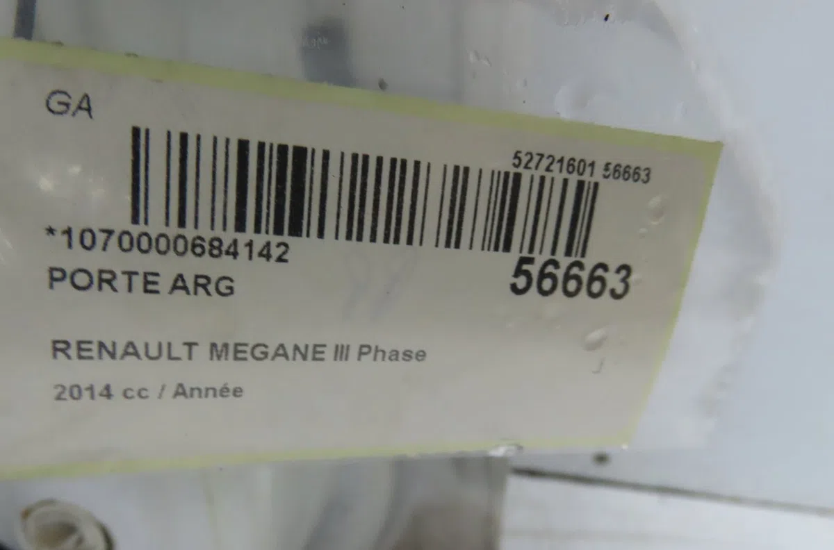Porte arrière gauche Renault MEGANE III 3-5 portes (BZ0-1_, B3_) 1.2 tce (bz2b, bz11) (2012-2015) 5 portes occasion