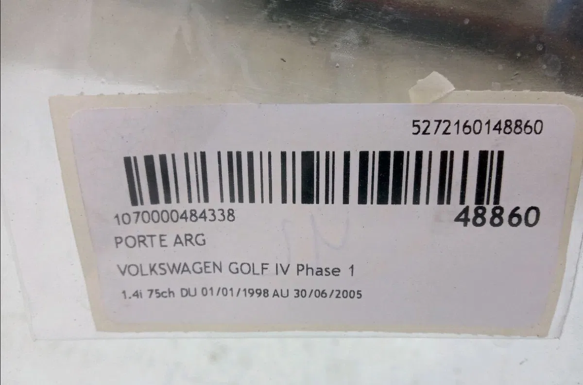 Porte arrière gauche Volkswagen GOLF V (1K1) 1.4 16v (2003-2006) occasion