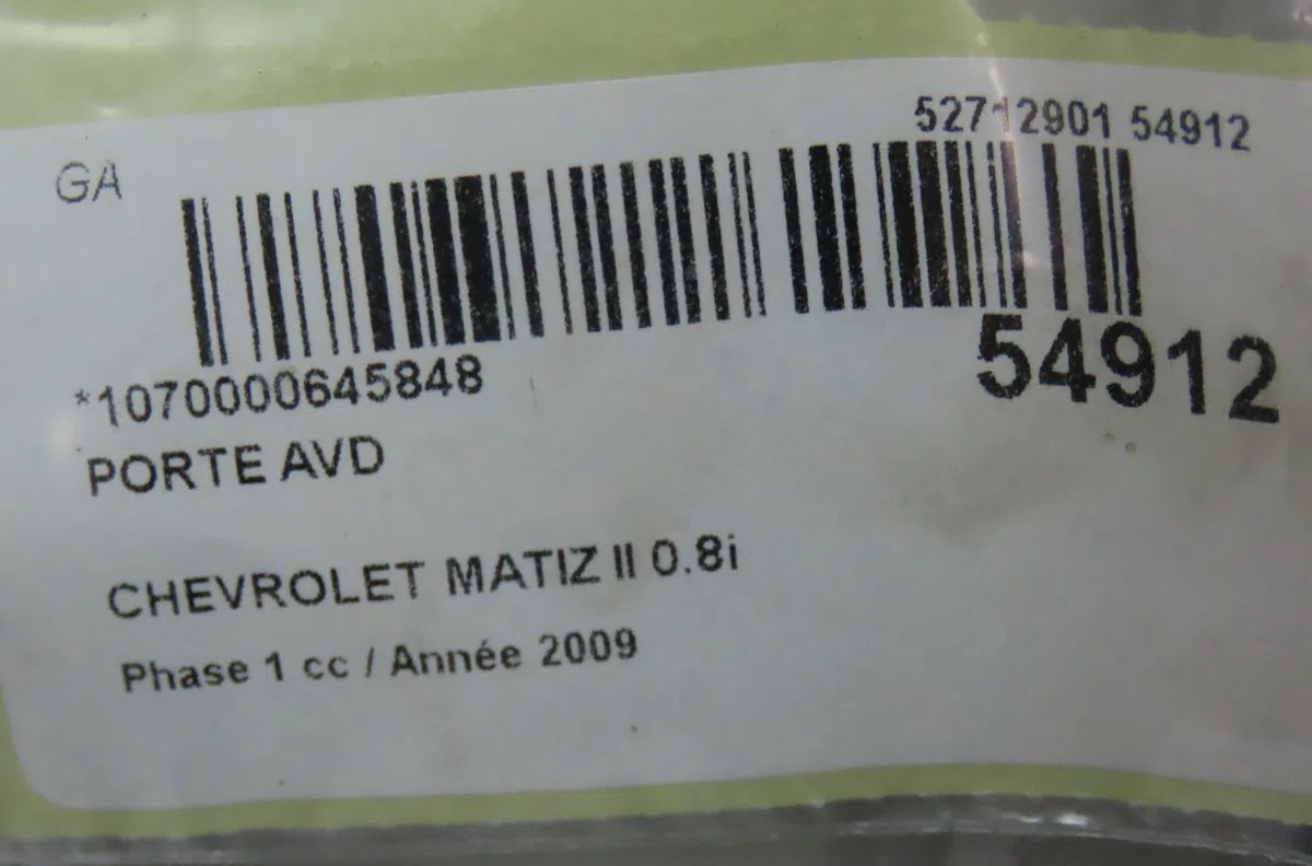 Porte avant droite Chevrolet MATIZ (M200, M250) 0.8 (2005-2013) occasion