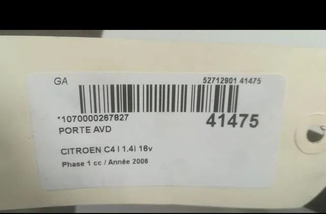 Porte avant droite Citroen C4 Coupé (LA_) 1.4 16v (2004-2011) occasion