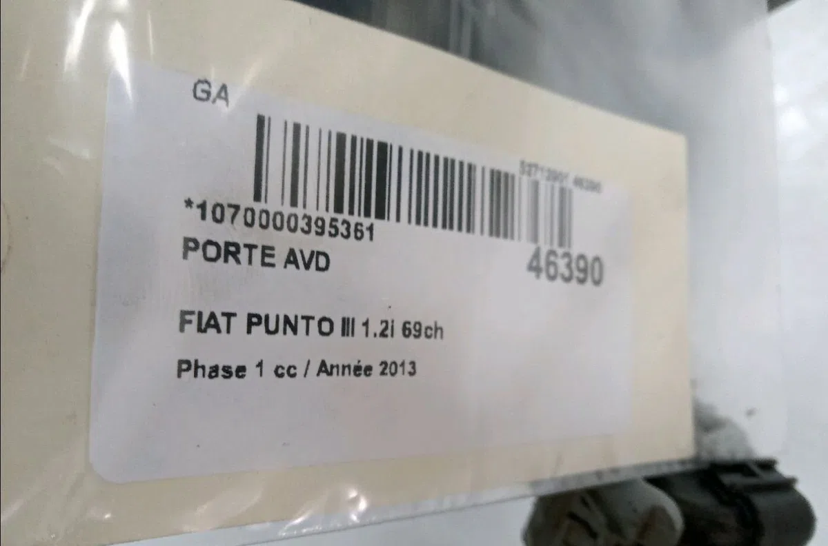 Porte avant droite Fiat PUNTO (199_) 1.2 (199axz1a, 199bxz1a) (2012) occasion