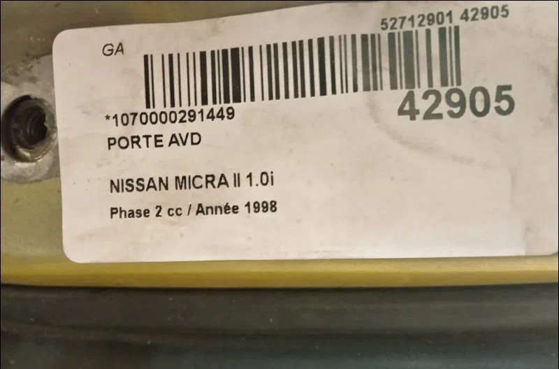 Porte avant droite Nissan MICRA II (K11) 1.0 i 16v (1992-2000) occasion