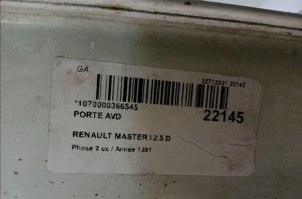 Porte avant droite RENAULT MASTER I 1991 occasion