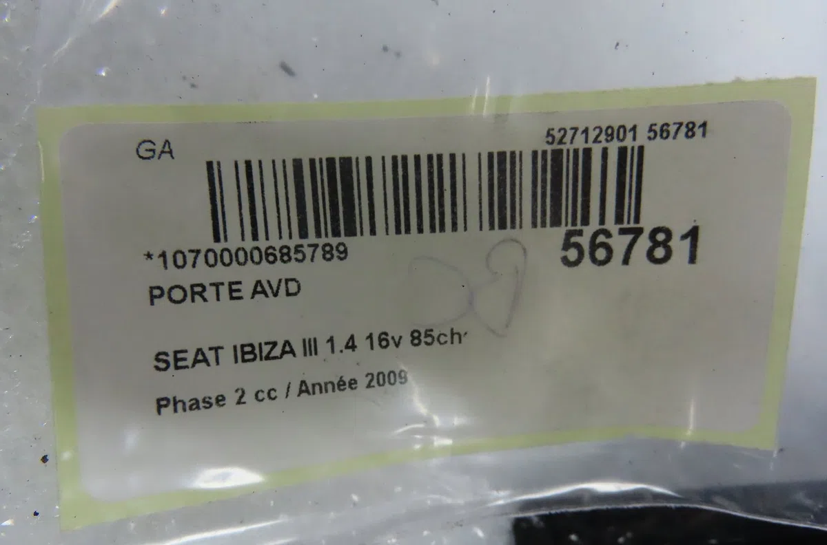 Porte avant droite Seat IBIZA IV (6J5, 6P1) 1.4 (2008-2015) occasion