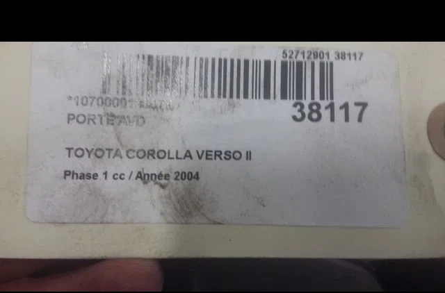 Porte avant droite Toyota COROLLA Verso (ZER_, ZZE12_, R1_) 2.0 d-4d (cur10_) (2004-2009) occasion