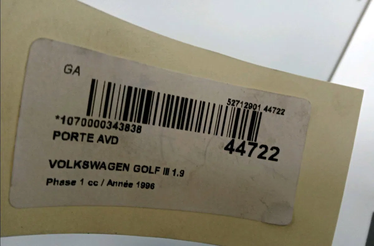 Porte avant droite Volkswagen GOLF III (1H1) 1.9 tdi (1993-1997) occasion
