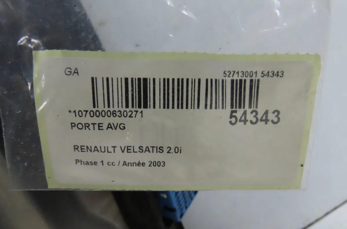Porte avant gauche Renault VEL SATIS (BJ0_) 2.0 16v turbo (bj0k) (2002-2009) occasion