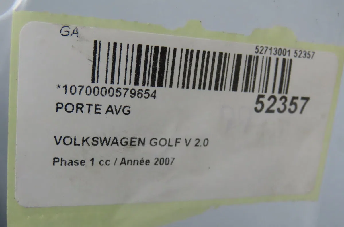 Porte avant gauche Volkswagen GOLF V (1K1) 2.0 tdi (2003-2008) occasion