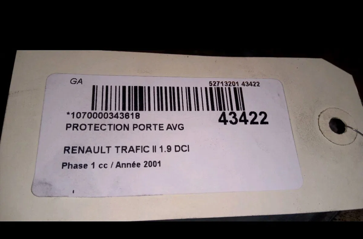 Protection porte avg Renault TRAFIC II Camionnette (FL) 1.9 dci 100 (fl0c) (2001-2006) occasion