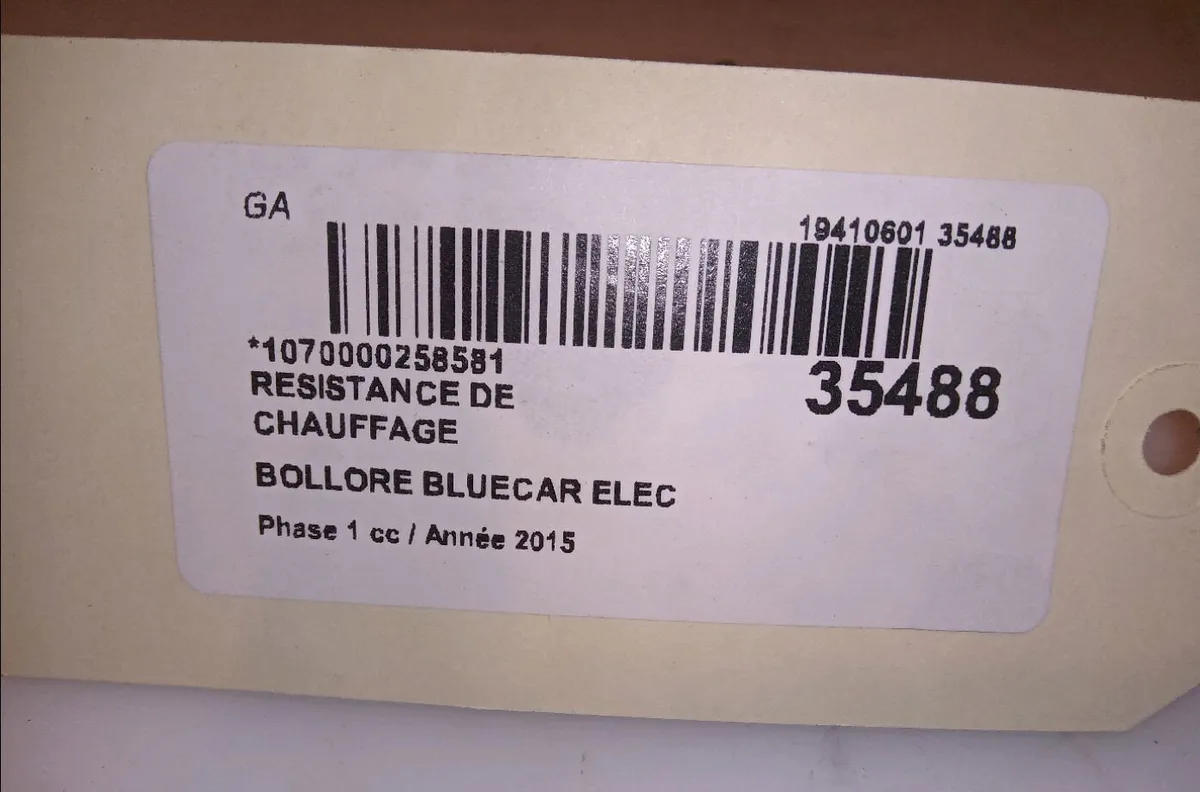 Resistance de chauffage BOLLORE BLUECAR 2015 occasion