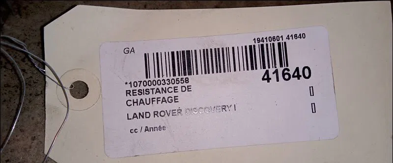 Resistance de chauffage Land rover DISCOVERY III (L319) 2.7 td 4x4 (2004-2009) occasion