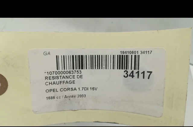 Resistance de chauffage Opel CORSA C (X01) 1.7 di (f08, f68) (2000-2009) occasion