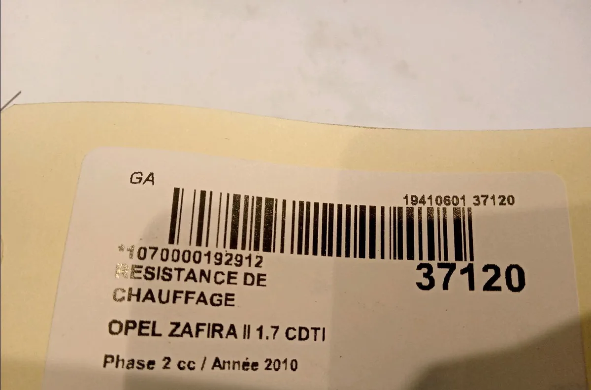 Resistance de chauffage Opel ZAFIRA - ZAFIRA FAMILY B (A05) 1.7 cdti (m75) (2008-2015) 5 portes occasion