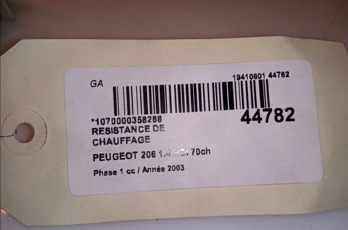 Resistance de chauffage Peugeot 206 3-5 portes (2A-C) 1.4 hdi eco 70 (2001-2009) 5 portes occasion