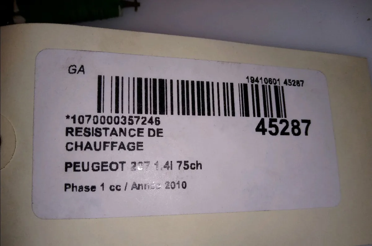 Resistance de chauffage Peugeot 207-207 (WA_, WC_) 1.4 (2006-2013) 5 portes occasion