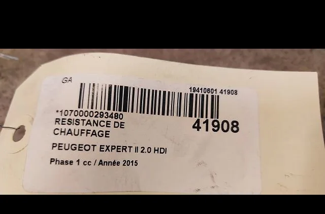 Resistance de chauffage Peugeot EXPERT Camionnette (VF3A_, VF3U_, VF3X_) 2.0 hdi 130 (2011) occasion