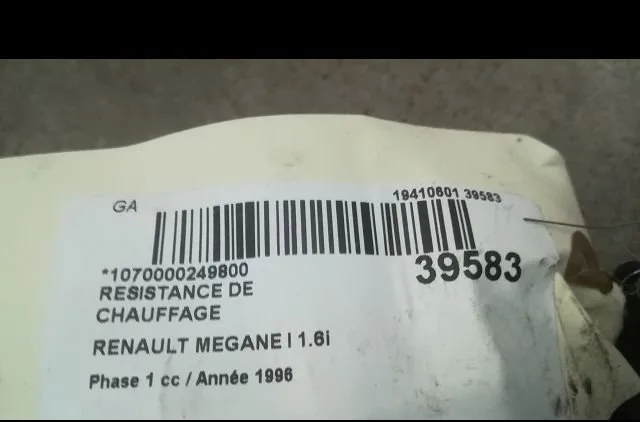 Resistance de chauffage Renault MEGANE I (BA0-1_) 1.6 e (ba0f, ba0s) (1996-1999) occasion