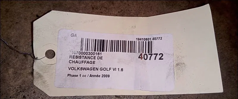 Resistance de chauffage Volkswagen GOLF VI (5K1) 1.6 tdi (2009-2012) occasion