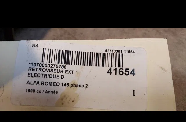 Retroviseur exterieur electrique droit Alfa romeo 146 (930_) 1.4 i.e. 16v t.s. (930.b3a) (1996-2001) occasion