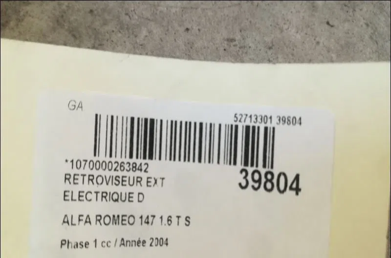 Retroviseur exterieur electrique droit Alfa romeo 147 (937_) 1.6 16v t.spark (937.axa1a, 937.axb1a, 937.bxb1a) (2001-201