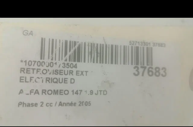 Retroviseur exterieur electrique droit Alfa romeo 147 (937_) 1.9 jtd (937.axd1a, 937.bxd1a) (2001-2010) occasion